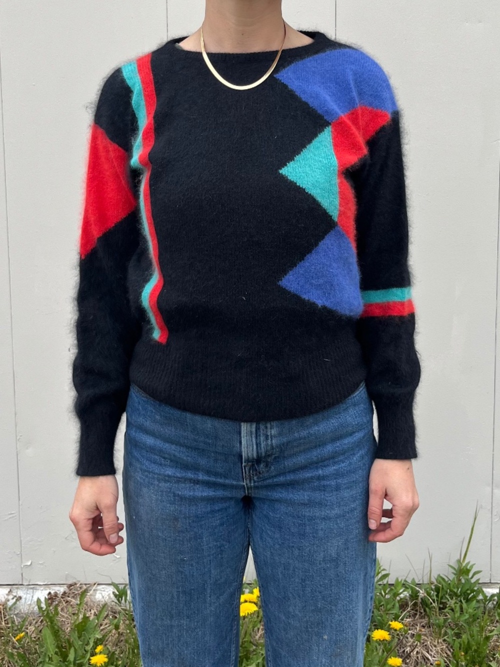 Vintage geometric mohair sweater